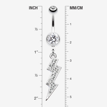 Detail View 1 of Lightning Bolt Radiance Belly Button Ring-Clear Gem